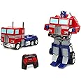 Jada TRANSFORMERS Converting RC Optimus Prime – Original G1 model Remote Control Car - 30 cm long in Truck mode, standing 35 cm Tall converted to autobot mode with lights sounds and voice