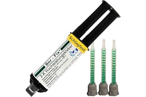 Ber-Fix 2K Hochleistungskleber Extrem starke Verbindung in 30 Minuten Für ABS, GFK, PVC, Stahl, Gusseisen, Holz 25g Spritze, 3 Statikmischspitzen zur präzisen Dosierung