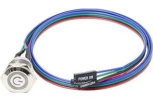 XMSJSIY Chasis Switch Host Metal Button, Computer Host Switch Cable PC Case LED Power Button ATX Supply On/Off para DIY Computer Switch 60cm - 1pcs (16mm)