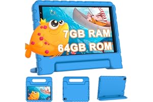 YESTEL Tablette Enfants avec WiFi 6, 7Go RAM + 64Go ROM (1TB TF), Android Tablette Educative 8 Pouces HD Écran IPS 1280 * 800, Contrôle Parental, Étui Antichoc EVA, Sky Blue