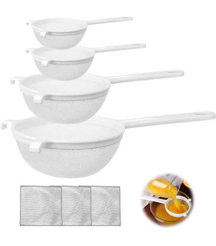 Set 4 Colini Fini Con Manico 100/200/300/400 Maglie – Filtro Ultra Fine Per Cucina, Per Caffè, Latte, Succhi E Zuppe