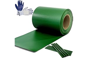 SMARTPEAS Juego Completo De Cercas De Jardín Protector De Privacidad - Tiras De Privacidad De Pvc Para Cercas De Metal - 50M X 0.19M Con 35 Clips - Verde - Extra: Guantes De Jardinería