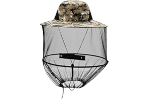 xnnmzhao Cappello a rete con zanzariera, da apicoltore, protezione del viso, attrezzatura da pesca per attività all'aperto, pieghevole, per pesca, escursionismo, giardinaggio, Mimetico, 40