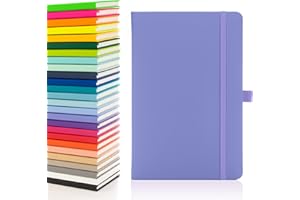 Notes London Eco A5 Carnet avec pages lignées, passant pour stylo, ruban, marques de date, pochette en papier, couverture rigide moyenne, papier issu de sources durables (Violet pastel)