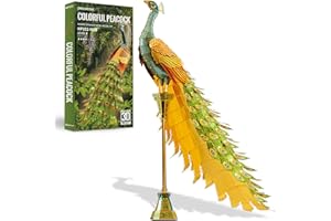 Piececool 3D Puzzle Metal Colorful Peacock, Animal Craft Model Kits for Adults to Build, 3D Puzzles Adult Teens for 304 Stainless Steel, Ideal as Gifts, Home Decoration, DIY, 100 Pieces