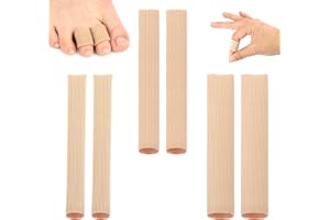 DEEPTON 6 Stück Silikon Zehenschutz, 3 Größen Schneidbar Zehenpolster, Finger Zehenschoner, Wiederverwendbar Zehenkappen Pad, Druckschutz Schlauchbandage für Hühneraugen, Blasen, Schwielen und Bunion