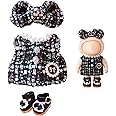 Mrltau Cute Doll Clothes 17 Cm for Labubu Doll, Bows Hair Clip Coat Shoes for Labubu Clothes Accessories, Doll Accessories Gifts for Girls Boys