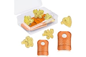 DEUDY 5 Pezzi Ditali Da Cucito, Anello Ditale da Cucire in Metallo, Scudo per Fita Regolabile, Protezioni per Ditali per Cucire Quilting Accessori Cucito a Mano e Ricamo