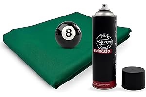 ‎WINSPORT Winsport Billardtuch Arizona grün, Coupon 350x150cm für Spielfläche bis 8ft. inkl. Banden, hochwertiges, langlebiges und laufschnelles Billardtisch Filz, Optional als preiswertes Set inkl. Sprühkleber