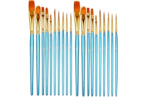 HTHL 20 PCS Paint Brushes Set Nylon Hair Brush for Acrylic Painting Oil Painting Watercolor Painting Gouache Painting Face Painting for Professionals & Beginners (Blue)