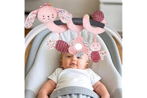 vocheer Hanging Toys for Car Seat Crib Mobile, Infant Baby Spiral Plush Toys for Crib Bed Stroller Car Seat Bar (Pink Rabbit)