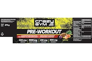 VOX PHARMACEUTICA Crazy GYM Pre-Workout – Integratore alimentare con Creatina, Caffeina, Estratti di Ginseng e Rhodiola, Vitamine C, E, B1, B2, Niacina – (30 Porzioni) – Gusto gradevole (Frutti Tropicali)