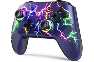 VOYEE Switch Controller kompatibel mit Switch/Lite/OLED/PC/Windows, 1000mAh Ergonomischer kabelloser Pro Controller mit Lightning LED Programmierbares Wake-up Vibration