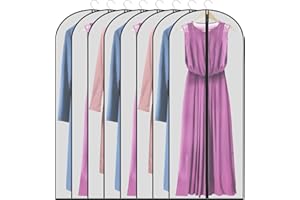 WAORZMK Long Dress Bags 60-inch Full Length - Translucent Plastic Garment Covers with Zip, Waterproof & Mothproof Clothing Protectors (8 Pack)