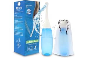 ZEY LUXE 450ml Hygienic Portable Bidet for Travel to Use for Easy Cleaning, Peri Bottle for Postpartum Care - Portable Bidet Sprayer Head for Toilet Travel, Childbirth Cleaner & Feminine Care, Blue