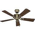 HUNTER FAN Seville, 112 cm, Indoor Ceiling Fan with Pull Chain, Antique Brass Finish, 5 Reversible Blades in Walnut and Medium Oak, Ideal for Summer or Winter, Model 24034