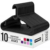 Coverest 10 Adet Slim Plastik Elbise Askısı, Gardrop İ&ccedil;in Alan Tasarruflu Pantolon G&ouml;mlek Ceket Etek Askısı, Kıyafet Askısı, 