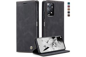CRACEDILY Coque pour Xiaomi Redmi Note 11 Pro 4G/Note 11 Pro 5G/ Note 12 Pro 4G, Etui Protection Housse Premium en Cuir PU,Etui à Rabat Pochette de Portefeuille Étui pour Redmi Note 11 Pro 5G/4G - Noir
