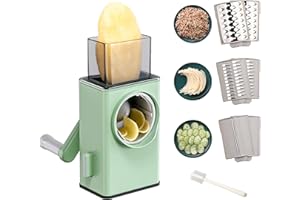 MAGIC SELECT Rallador de Verdura y Queso, Molinillo de Verduras 3 en 1 con Picador de Patata, Mandolina de Cocina Multifuncional. Cortador de Vegetales, 3 Cuchillas de Acero Inoxidable, Picado Rebanada Juliana