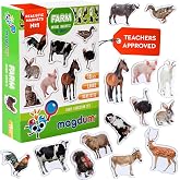Magdum Fridge Magnets for Kids 16 Farm Animals Magnets | Large Realistic Magnetic Animals for Whiteboard - Educational Montes