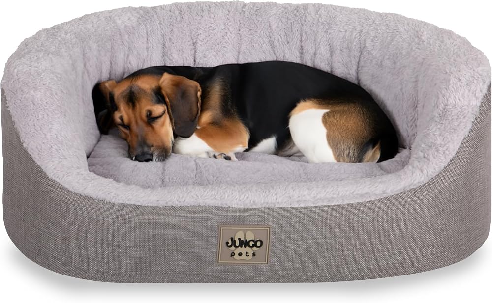 Jungolica Tobby Kedi ve Köpek Yatağı Açık Gri 68X80X22 cm, Sakinleştirici Tasarım, Yükseltilmiş Yan Destek, Ultra Yumuşak, Çift Taraflı Yıkanabilir Minder, Çıkarılabilir Kılıf, Kaydırmaz Taban Yatak L