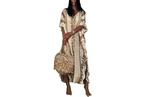 Orshoy Women Kaftan Dress Free Size Caftans Long Tunic Kimono Maxi Everyday Beach Cover Ups Loungewear