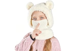 TAGVO Pasamontañas Térmico de Invierno Niños, Multifuncional Balaclava Prueba de Viento Cálido Máscara de Esquí, Cute Animal Gorro Forro Polar con Calentador de Cuello para Niños Niñas 4-10 Años