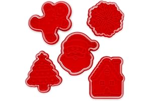 Legami - Formine per Biscotti, Christmas, Cookie Cutters, Set di 5 Forme Diverse con Timbro, Adatte anche ai Bambini