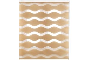 Blindecor Mediterráneo estor enrollable noche y día, color Beige, estor ondas 120 x 180 cm (ancho x alto). Tamaño de la tela 117 x 175 cm. Estores noche y dia elegantes