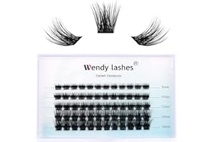 WENDY LASHES Indywidualne rzęsy D Curl Cluster Lashes 0.07mm 8-16mm DIY Przedłużanie rzęs Szeroki łodyga Indywidualne kępki rzęs Wielokrotnego użytku Miękkie i wiotkie kępki Przedłużanie rzęs (FD-B-0.07-D-816)
