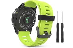 MoKo Watch Strap Compatible with Garmin Fenix 3/3 HR/5X/5X Plus/Tactix Charlie/Descent Mk1/Quatix 3, Soft Silicone Replacement Sport Band Wristband, Green