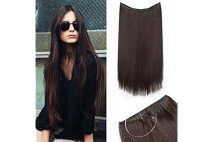‎SILK-CO Silk-co Haarverlängerung mit Gummiband, Glatte Extensions mit unsichtbare Schnur, Synthetisch Haarteil wie Echthaar, Haarverdichtung Haar Extensions für Frauen, Mittelbraun, 40cm