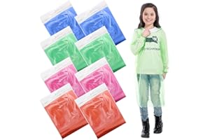 ZOCONE 8 Pack Rain Poncho Kids Disposable Ponchos for Girls Boys, Waterproof Poncho Kids Plastic Rain Ponchos with Hoods, Clear Poncho Emergency Rain Jacket for Festival Camping Essentials (4 Colors)