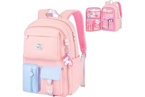 WYCY Mochila para Niñas Moda Refrigerador Puerta Mochila Escolar Gran Capacidad Kawaii Mochila Escolar con Lindos Colgantes de Unicornio y Mochila Impermeable para Niñas
