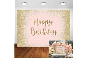 Avezano Sfondo di buon compleanno per donne ragazze festa di compleanno Banner 2,1 x 1,5 m rosa e oro rosa glitter decorazioni per feste di compleanno dolce principessa ragazza sfondo compleanno