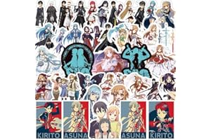 ALTcompluser Pack of 50 Anime SAO Stickers Sword Art Online Waterproof Vinyl Stickers for Laptop, Macbook, Luggage, Skateboard