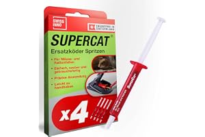 Produktabbildung: SWISSINNO Ersatzköder Spritze SuperCat Erdnussbutter Mäuse Ratten 4 St | Lebensmittelbasis, kompatibel mit Sup