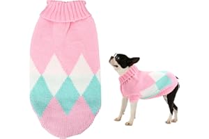 JODSEN Hundepullover Kleine Hunde,Winter Warmer Hundepullover,Hundepullover,Haustier Pullover Rollkragen,Strickpullover Hunde,Hundepullover Weste für Kleine Mittelgroße Hunde (Rosa-M)