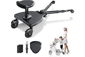 JoyCushy Universal Buggy Board, Buggy Board with Larger Seat, Easy to Install, Safe&Durable - Ideal for Families with Two Children, for 2-6 Years,Buggy Board fits 99% of Strollers