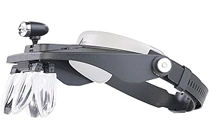 AGT Lenti di ingrandimento per ufficio - Lenti d'ingrandimento Modellazione: Lente d'ingrandimento frontale con ingrandimento 1,2 / 1,8 / 2,5 / 3,5 volte e luce LED (Lente d'ingrandimento sulla fronte Per Portatori di occhiali)