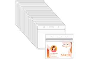 Segus Funda Tarjeta Identificación, 50 Piezas Portatarjetas Identificación, Fundas Tarjetas Identificativas, Transparente y Impermeable, para Escuelas, Hospitales y Empresas (Horizontal)