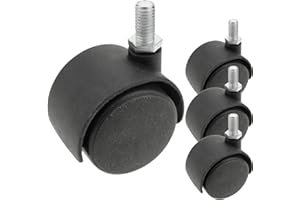 PrimeMatik - Obrotowe kółko nylonowe bez hamulca 40 mm M10 4 szt