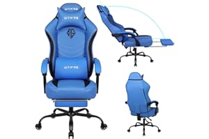 SITMOD Gaming Chair, Computer Chair with Footrest, Height Adjustable PC Gamer Chairs with Headrest and Lumbar Support, Task Chair with 360°-Swivel for Office or Gaming, Blue