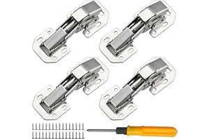 Jiaxitek 4 Pack Soft Close Damping Hinges, 90 Degree Concealed Cabinet Hinges with Slotless Design, Easy to Install for Cupboards, Drawers, Windows and Cabinet Doors