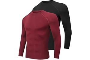 Djtnzdm Camiseta Termica Hombre Manga Larga Invierno Cálido Ciclismo Running Esqui Camisetas Interiores Hombre Camiseta Interior termica Futbol Ropa Termica Pack 2