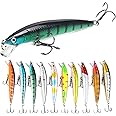 QSLKI 10 Pcs 3D Eyes Soft Fishing Lures Single Hook Baits Artificial Bait, Sinking Bait Brackish Water Sea Fishing Lure kit, for Sea Fishing Bait and Fresh Water, Artificial Bionic Rigid Bait