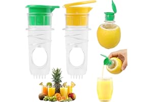 LOGHOHU 2Pcs Lemon Squeezer New Screw Top Lemon Squeezer Manual Juicer with Built-In Filter Lemon Press Portable Orange Citrus Squeezer for Lime Squeezer for Cocktails Drinks (Green+Yellow）