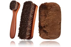 Kinear Premium Horsehair Brushes - High Shine Buffing Brushes with Natural Horsehair Bristle, Plush Polishing Glove for Boots, Shoes, Car Seats, Sofas