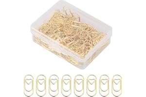 FASBET 150 sztuk złotych spinaczy biurowych, małe spinacze biurowe, metalowe, małe spinacze biurowe, z pudełkiem z tworzywa sztucznego, spinacze do książek, notatek, papieru, plakatów, zdjęć 20 x 9 mm