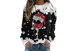 HAOHON Weihnachtspullover Damen Weiß Weihnachten Pullover Katze Alkohol Weihnachspullis XXL mit Glitzer Fleece Christmas Sweater Damen Weihnachts Tshirt Sweatshirt Xmas Pulli Shirt Weihnachts Hoodie
